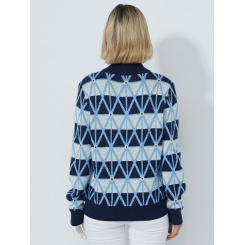 Pull Doublé 1/4 Zip Argyle Navy Femme 2