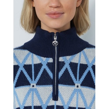 Pull Doublé 1/4 Zip Argyle Navy Femme