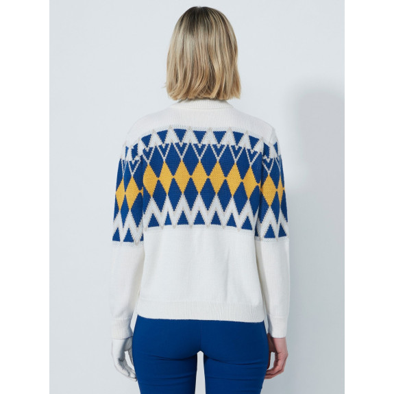 Veste Doublé Argyle Blanc Femme