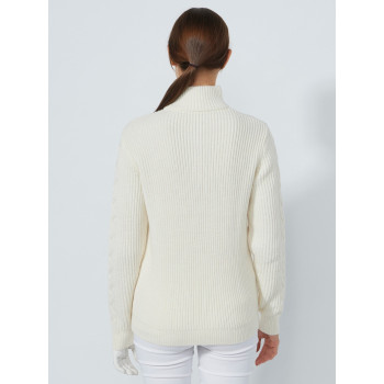Pull Doublé 1/4 Zip Cable Ivoire Femme 2