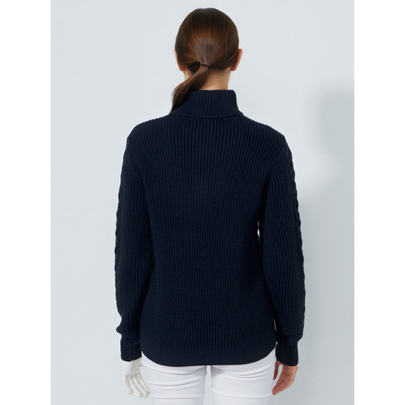 Pull Doublé 1/4 Zip Cable Navy Femme