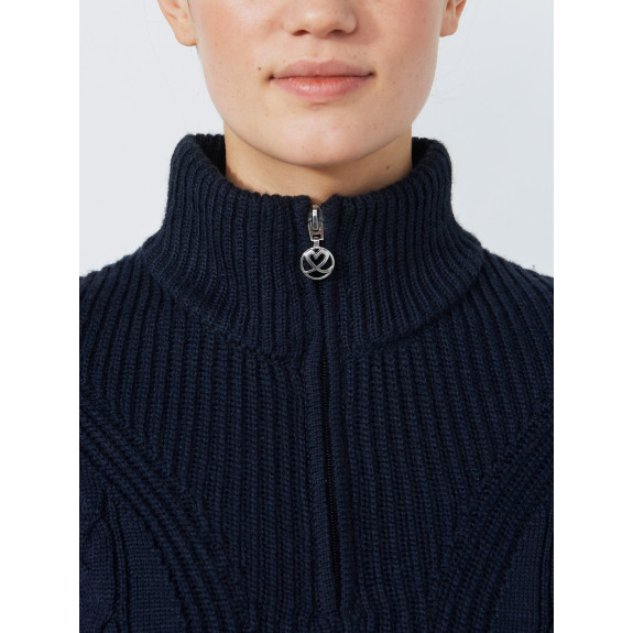 Pull Doublé 1/4 Zip Cable Navy Femme