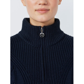 Pull Doublé 1/4 Zip Cable Navy Femme