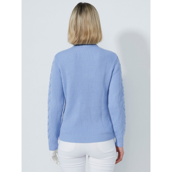 Pull Doublé 1/4 Zip Cable Blue Heron Femme