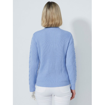 Pull Doublé 1/4 Zip Cable Blue Heron Femme