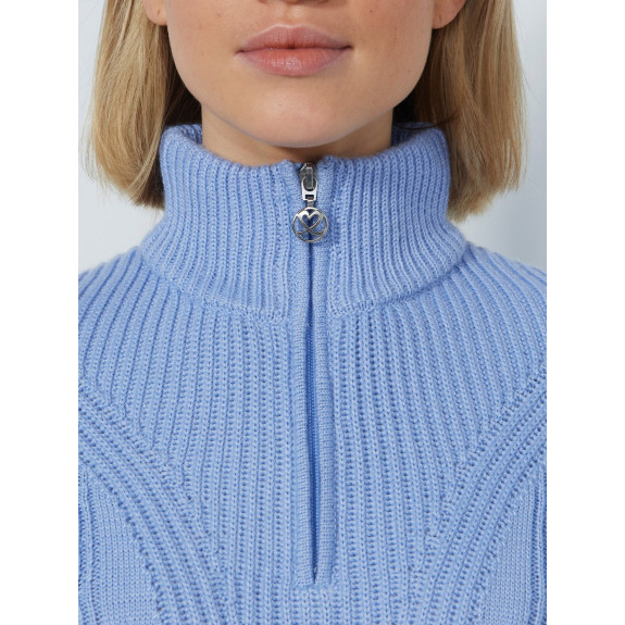 Pull Doublé 1/4 Zip Cable Blue Heron Femme
