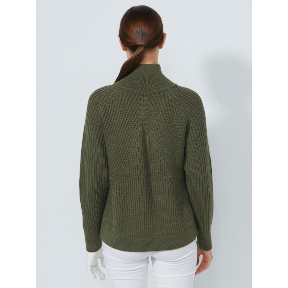 Pull Doublé 1/4 Zip Hudson Kaki Femme