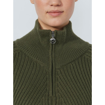 Pull Doublé 1/4 Zip Hudson Kaki Femme