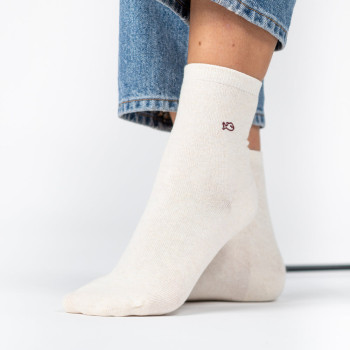 Chaussettes pailletées en coton Ecru