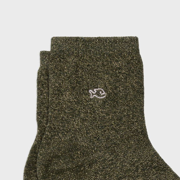Chaussettes pailletées en coton Kaki