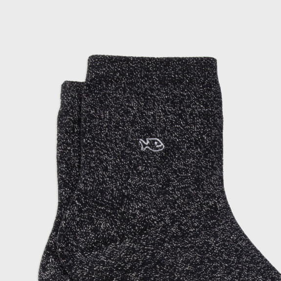 Chaussettes pailletées en coton Noir