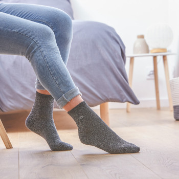 Chaussettes pailletées en coton Noir