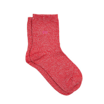 Chaussettes pailletées en coton Rouge