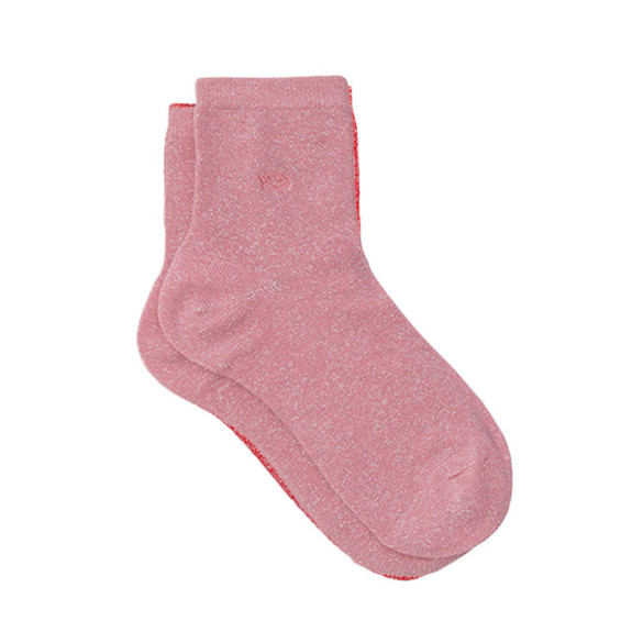 Chaussettes pailletées en coton Rose Pêche