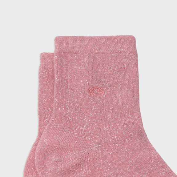 Chaussettes pailletées en coton Rose Pêche