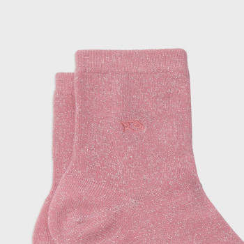 Chaussettes pailletées en coton Rose Pêche