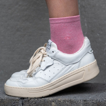Chaussettes pailletées en coton Rose Pêche