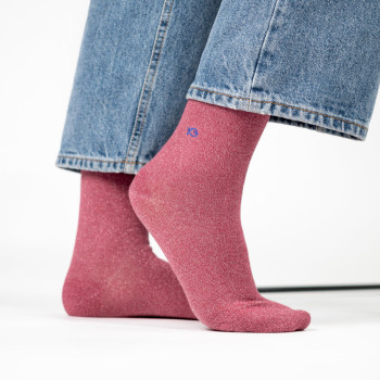 Chaussettes pailletées en coton Bois de Rose 2