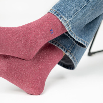 Chaussettes pailletées en coton Bois de Rose