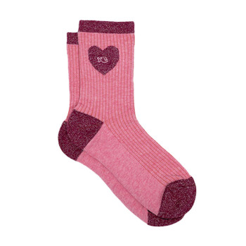Chaussettes en coton Cœur Rose Rose