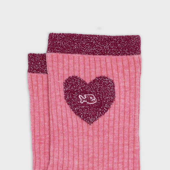 Chaussettes en coton Cœur Rose Rose