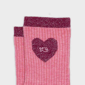 Chaussettes en coton Cœur Rose Rose