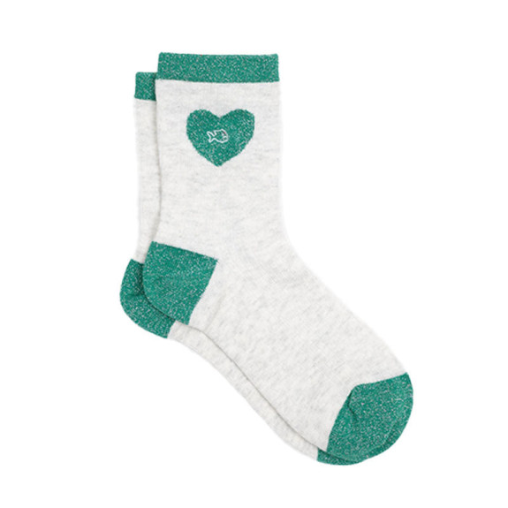 Chaussettes en coton Cœur Blanc Vert