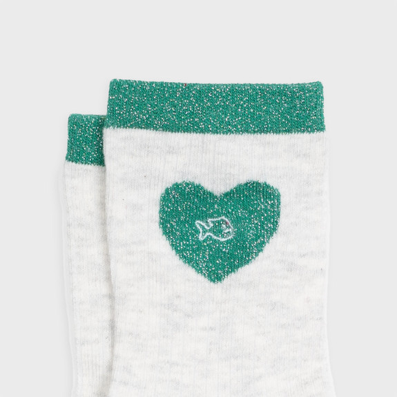 Chaussettes en coton Cœur Blanc Vert
