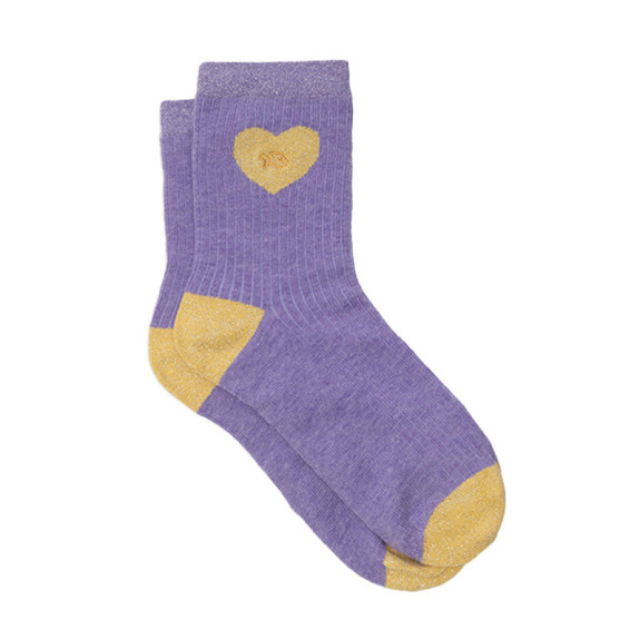 Chaussettes en coton Cœur Violet Jaune