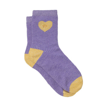 Chaussettes en coton Cœur Violet Jaune