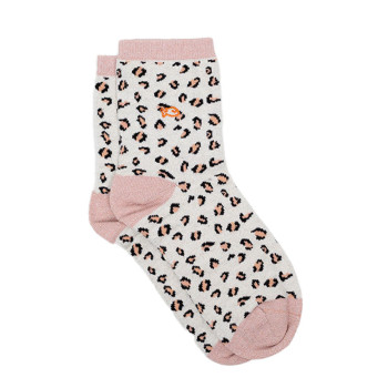 Chaussettes en coton Léopard Beige