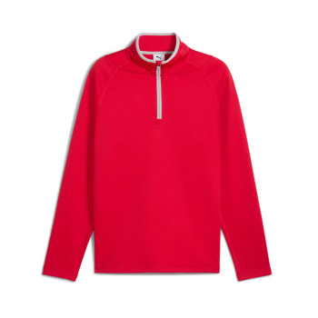 Pull 1/4 Zip Waffle Red Homme
