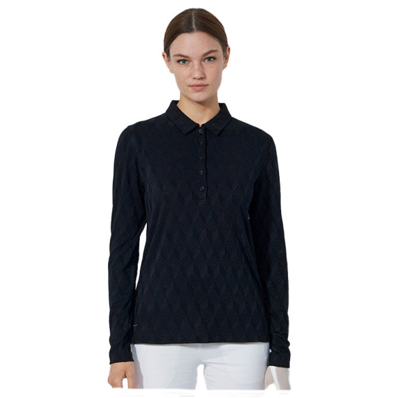 Polo Manches Longues Jacquard Noir Femme