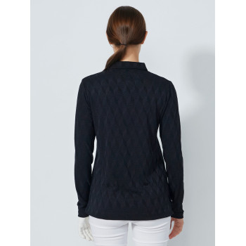 Polo Manches Longues Jacquard Noir Femme