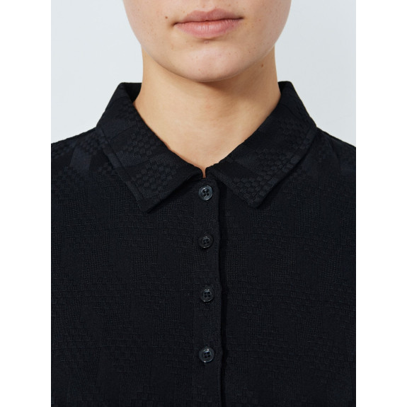 Polo Manches Longues Jacquard Noir Femme