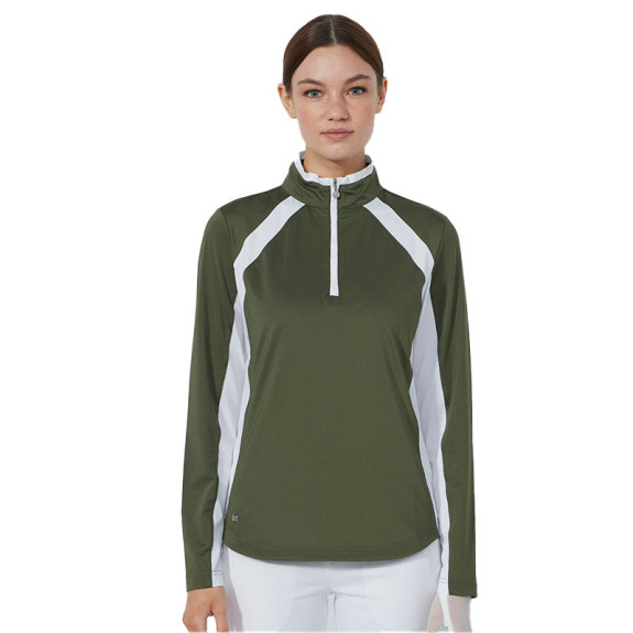 Midlayer 1/4 Zip Panel Kaki Femme
