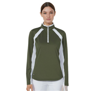 Midlayer 1/4 Zip Panel Kaki Femme