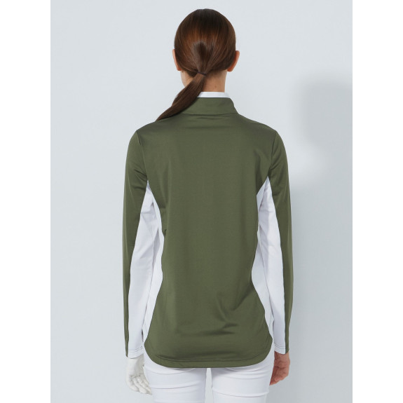 Midlayer 1/4 Zip Panel Kaki Femme