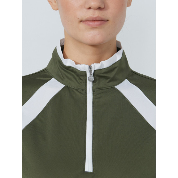 Midlayer 1/4 Zip Panel Kaki Femme