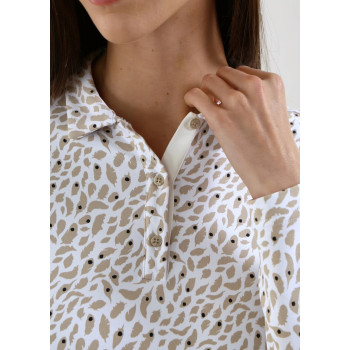 Polo Manches Longues Adrenalina Beige Femme