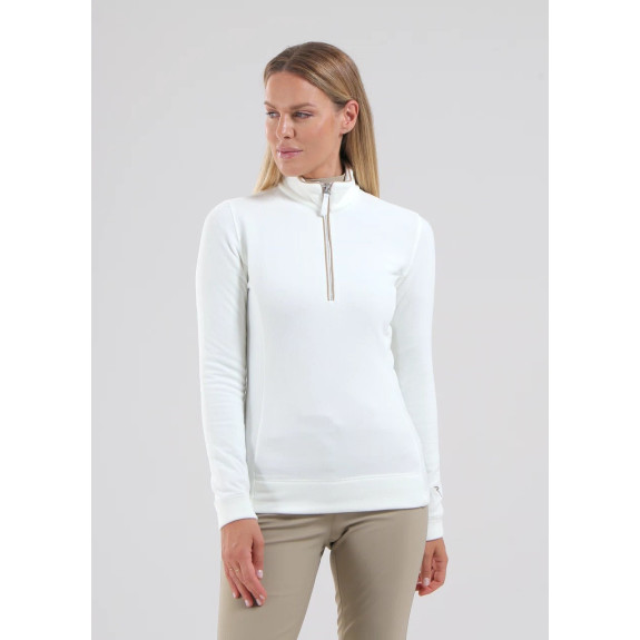 Pull 1/4 Zip Tentation Blanc Femme