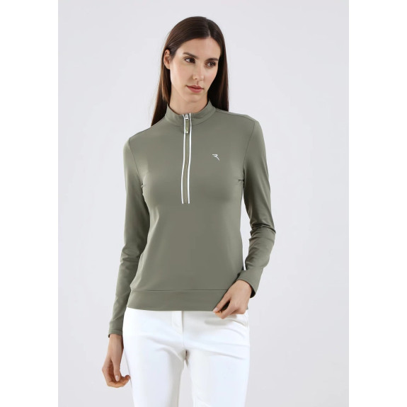 Pull 1/2 Zip Trapezista Kaki Femme