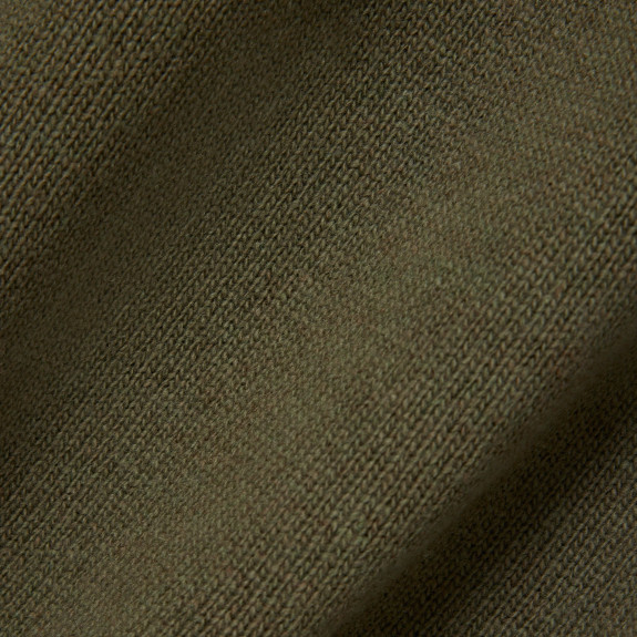 Pull Zippé Laine Cardée Vert Kaki Homme