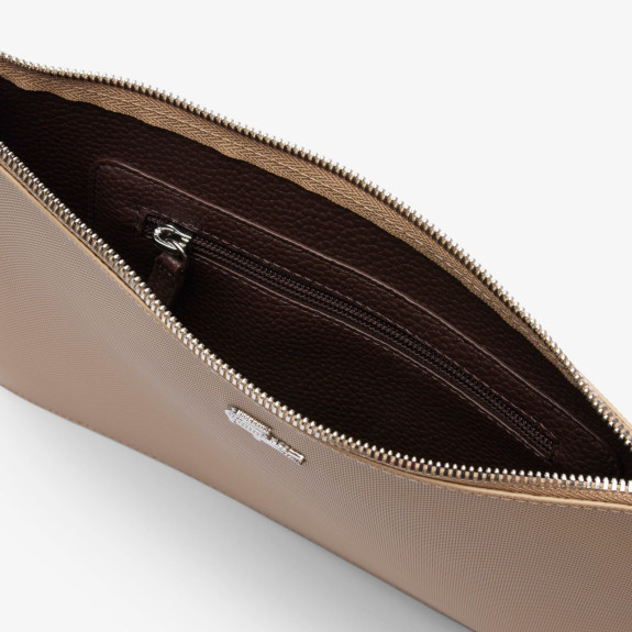 Pochette Anna en toile enduite piquée Beige