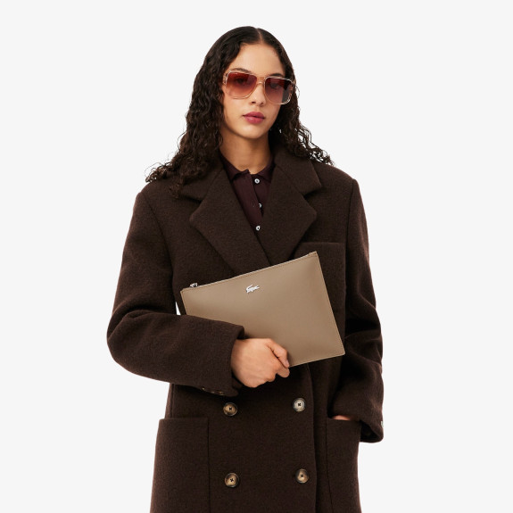 Pochette Anna en toile enduite piquée Beige