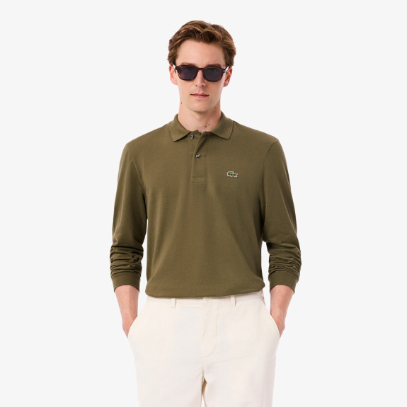 Polo Classic Fit manches longues Vert Kaki Homme