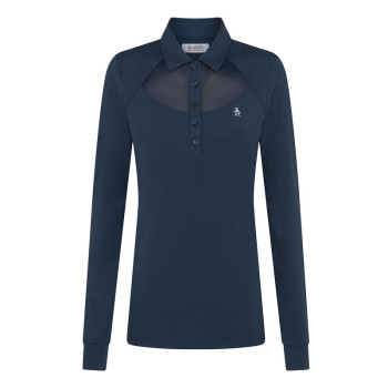 Polo manches longues Mesh Yoke Black Iris Femme