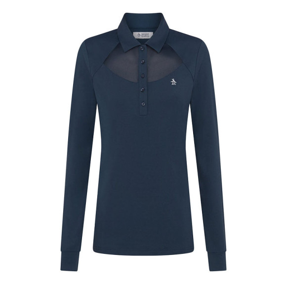 Polo manches longues Mesh Yoke Black Iris Femme