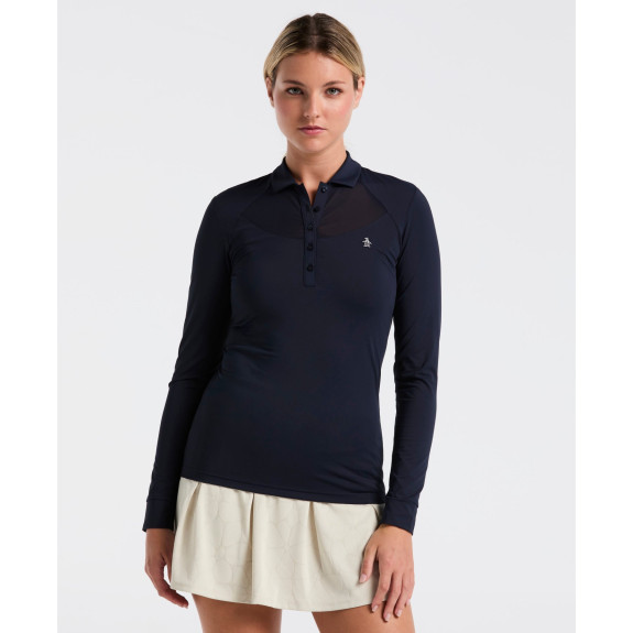 Polo manches longues Mesh Yoke Black Iris Femme