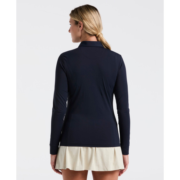 Polo manches longues Mesh Yoke Black Iris Femme